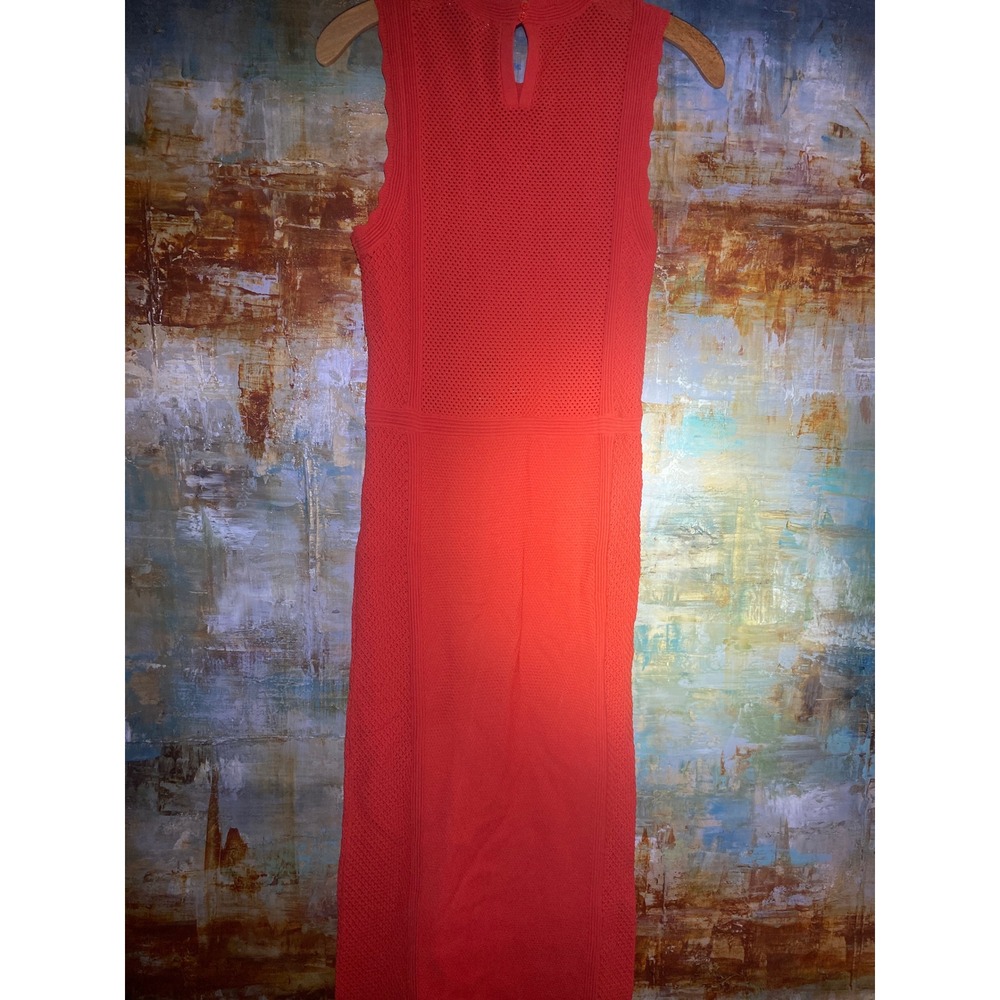House of Harlow 1960 Orange Pointelle Knit Sleeveless Midi Dress Womens Size M - Picture 9 of 9